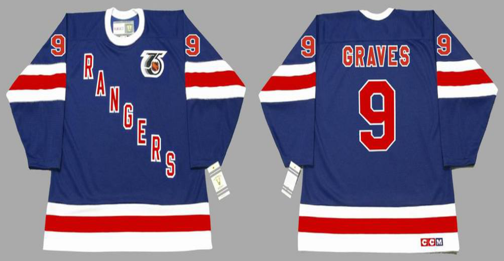 2019 Men New York Rangers 9 Graves blue style #2 CCM NHL jerseys